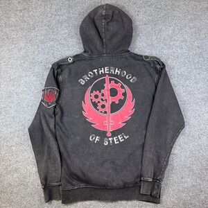 Fallout Brotherhood of Steel Hoodie Mens M Gray Full Zip Video Game Bethesda